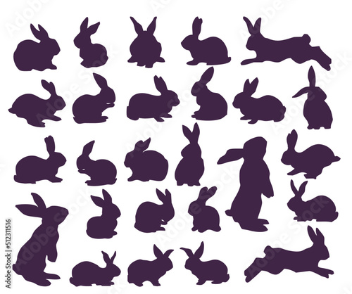 Set of rabbits and bunnies silhouettes (26 pieces)