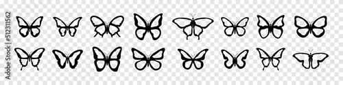 Butterfly vector icons. Butterflies silhouette black collection. Vector illustration photo