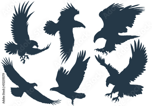 A set of flying eagle silhouettes (6 pieces)