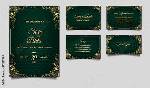 luxury save the date wedding invitation card template design set