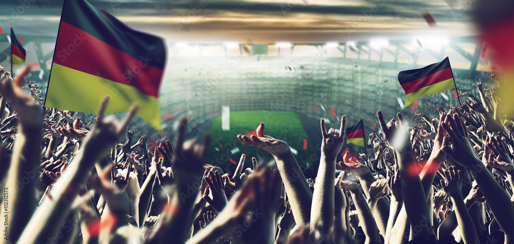 Fußball Deutschland Fans in einem Stadion - obrazy, fototapety, plakaty 