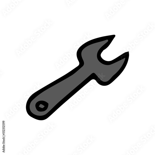 wrench icon. Doodle vector illustration with wrench