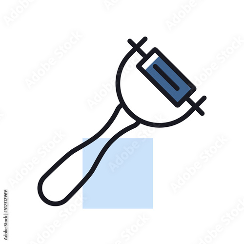 Peeler vector icon. Potato peeler sign