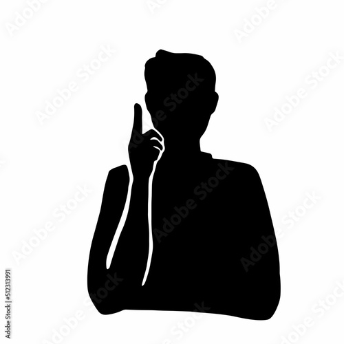 男性シルエット　ポイントを解説するピクトグラム　黒