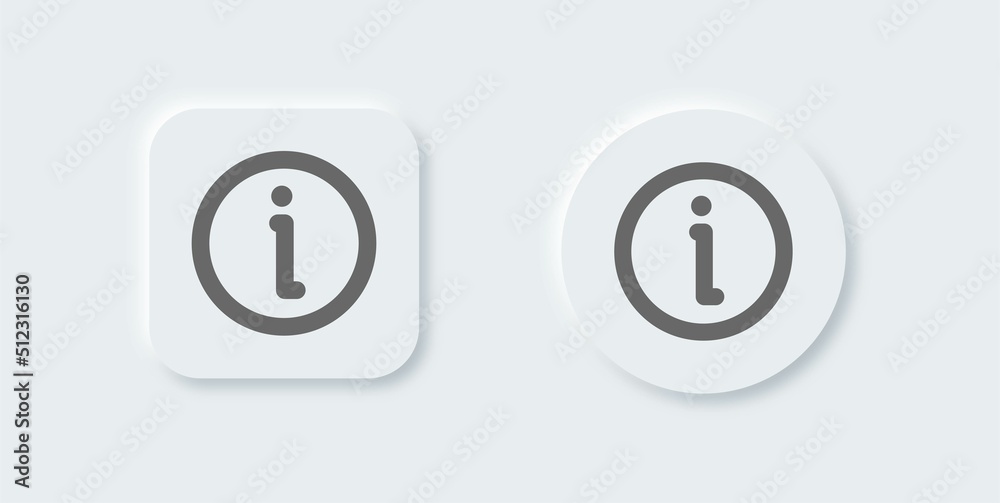 Info line icon in neomorphic design style. Information sign vector collection. Info line icon in neomorphic design style. Information sign vector collection.