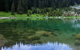 Panorama of Alpine Lake of Duplje in Slovene Julian Alps