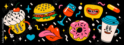 Cartoon vector Comic characters. Crazy cartoons Abstract vector collection in trendy retro comic style