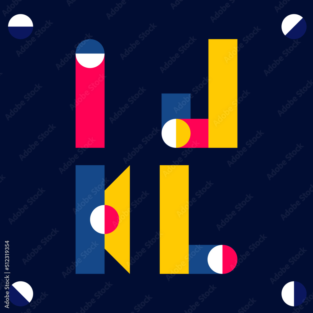 Modern Geometric font set vector illustration IJKL Modern Geometric font set vector illustration IJKL