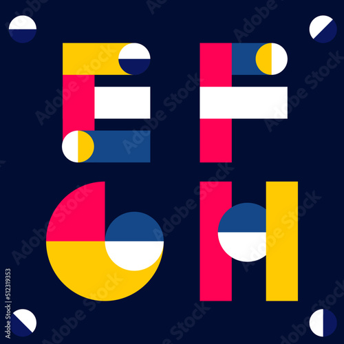 Modern Geometric font set vector illustration EFGH photo