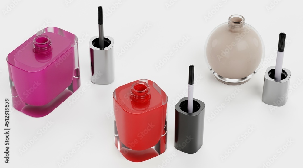 Fototapeta premium Realistic 3D Render of Nailpolishes