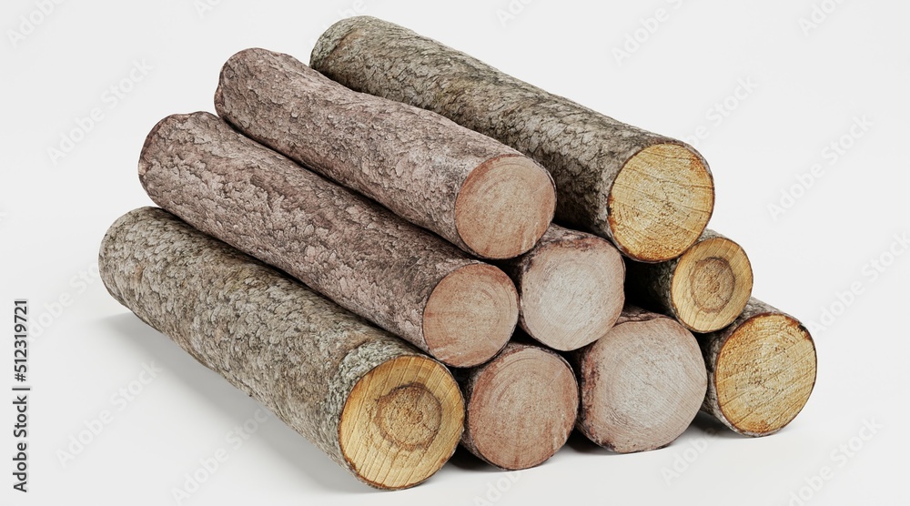 Realistic 3D Render of Tree Logs Realistic 3D Render of Tree Logs