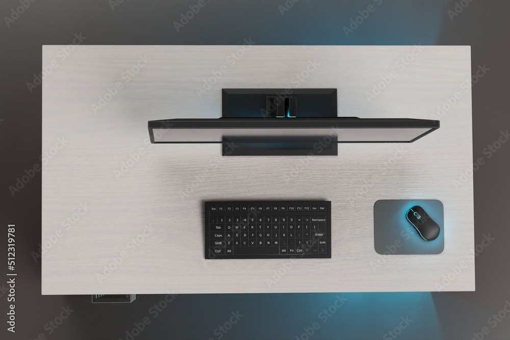 Realistic 3D Render of Workstation with PC Realistic 3D Render of Workstation with PC