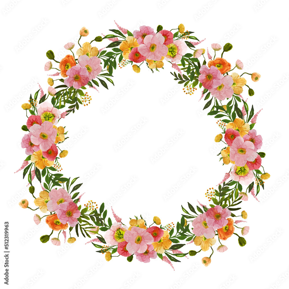 wreath of flowers watercolor wreath of flowers watercolor