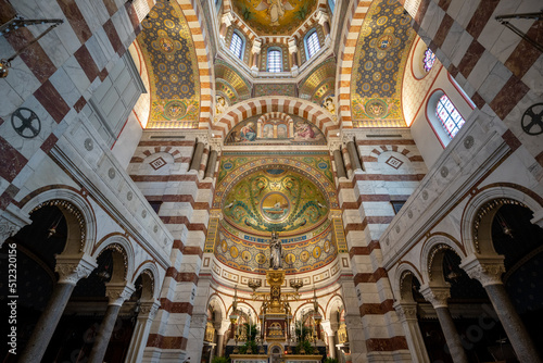 France. Bouche-du-Rhone  13  Marseille. Basilica Our Lady of the Guard. The nave