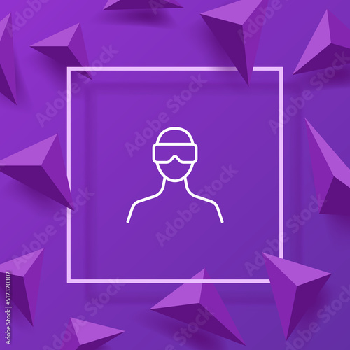 Virtual Reality line icon. Man in 3d glasses. Augmented reality helmet. 3d modeling of objects, 3 dimensional. Metaverse concept. Vector line icon for Business and Advertising