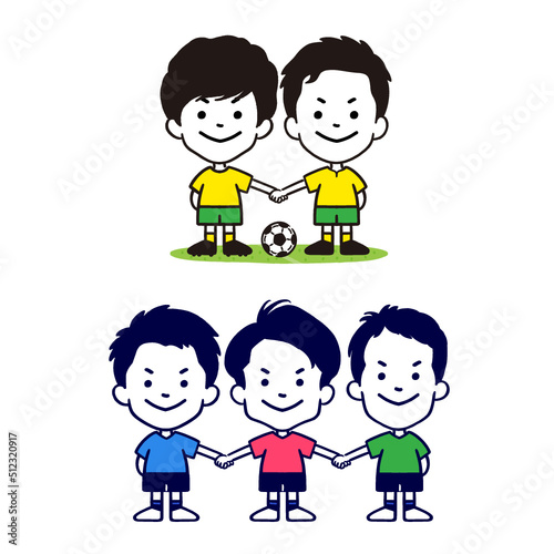Boys holding hands illustrations - Vector
