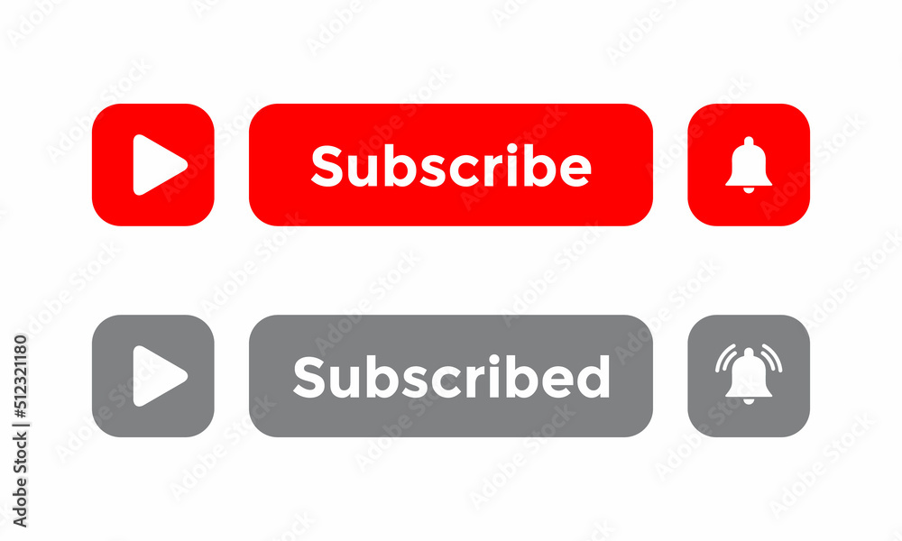 Subscribe and subscribed icon vector. Set of buttons to promote streaming video channel Subscribe and subscribed icon vector. Set of buttons to promote streaming video channel