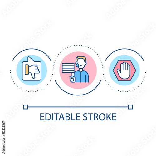 Avoid LGBT discrimination loop concept icon. Community challenges. Equal right for everyone abstract idea thin line illustration. Isolated outline drawing. Editable stroke. Arial font used