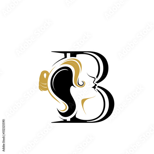 letter b logo design woman beauty
