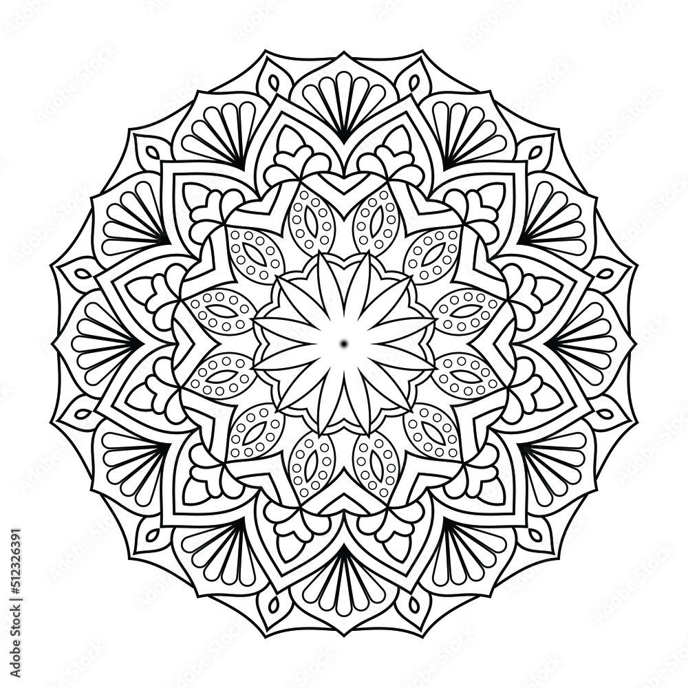 Fototapeta premium Flower Mandala Coloring Page