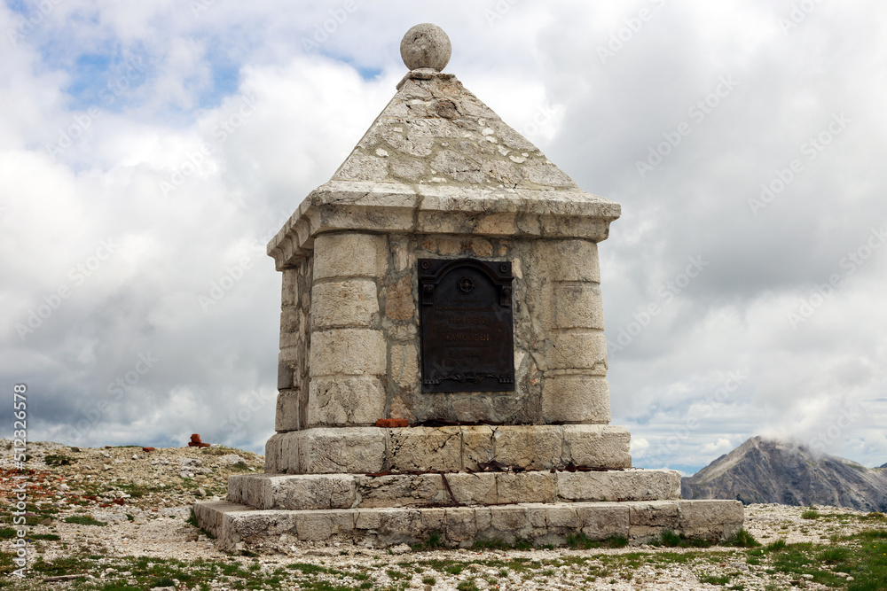 Austro-Hungarian Monument of World War One on Surroundings of Mount Peski in Julian Alps of Slovenia
