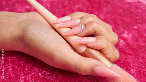 Bubblegum Pink Gel Sculptured Nails photo