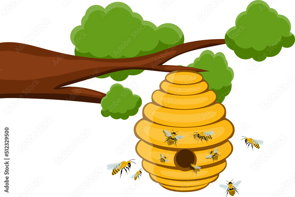 Bee tree hive clipart design illustration Stock Vector | Adobe Stock