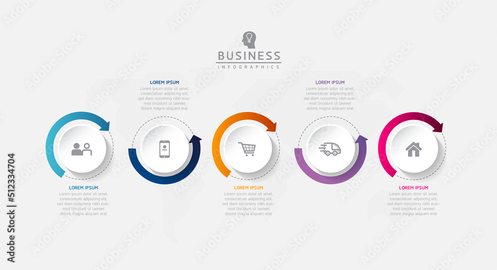 Vector illustration, infographics design, template, marketing, information, with 5 options or steps Vector illustration, infographics design, template, marketing, information, with 5 options or steps