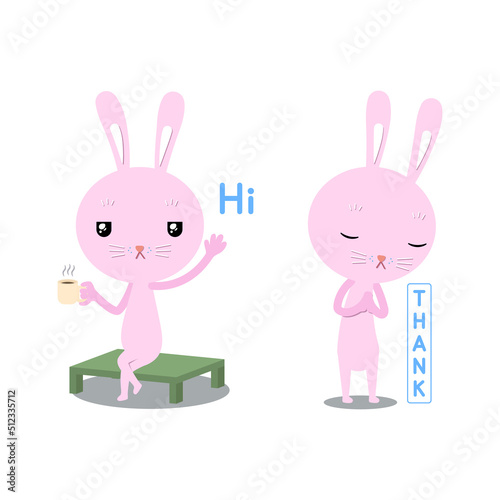 Rabbit pink Hi and Thankyou