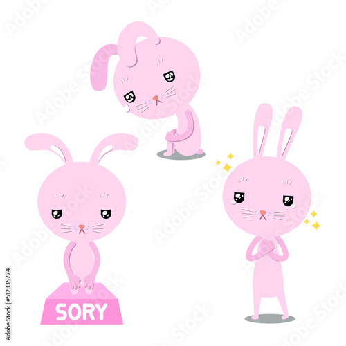 Rabbit pink Sad, Sory and Appreciate
