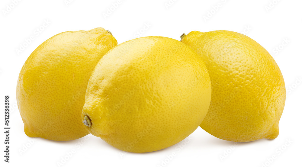 Three delicious lemons, isolated on white background Three delicious lemons, isolated on white background