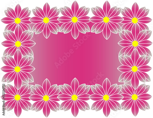Beautiful decorative frame made of blooming purple flowers with empty space in the middle for text or message 
