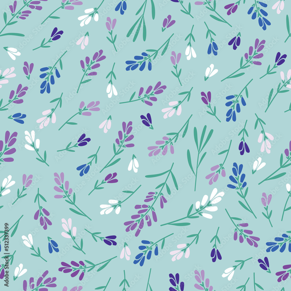 Seamless pattern with brushes of lavender and summer flowers. Vintage style print for textile, wallpaper, covers, surface. Floral background. Vector. Seamless pattern with brushes of lavender and summer flowers. Vintage style print for textile, wallpaper, covers, surface. Floral background. Vector.