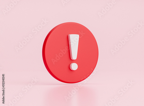 Realistic red caution warning sign for attention exclamation mark traffic sign by 3d render illustration.