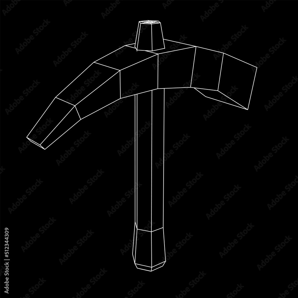 Obraz premium Pickaxe for extraction. Miners hand tool. Wireframe vector illustration