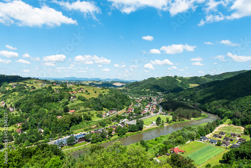 Fototapeta Naklejka Na Ścianę i Meble -  Panoramic View over Beskid Sadecki Picturesque Landscape in Poland