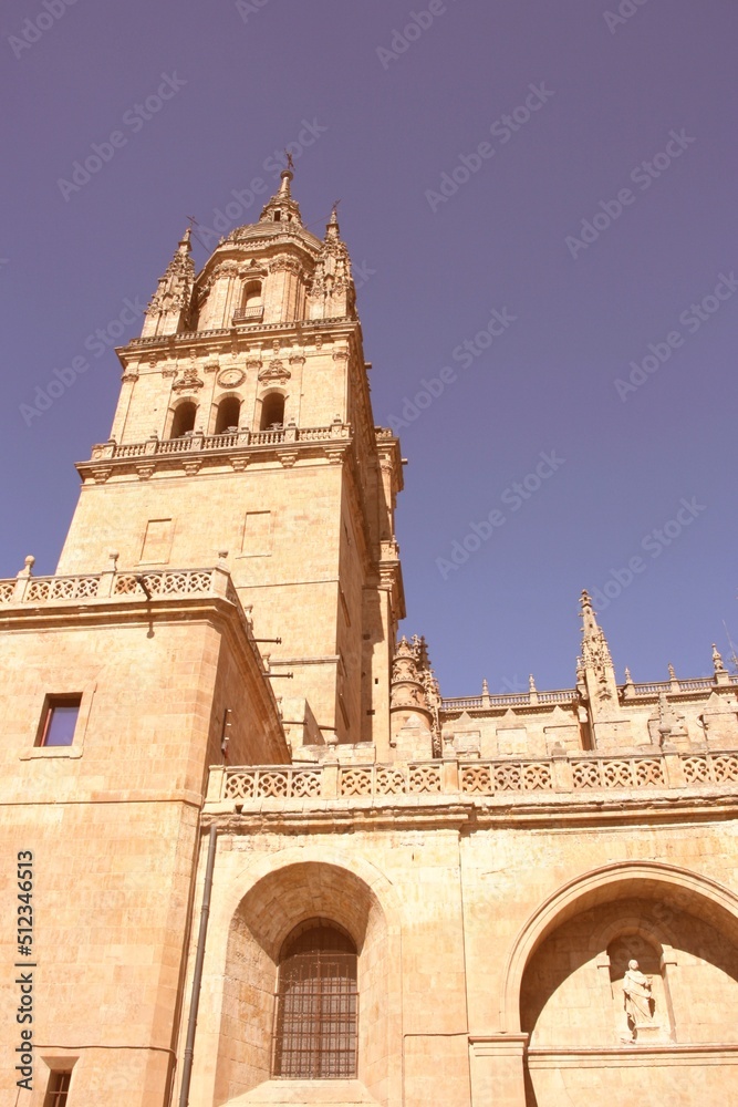 Salamanca Cathedral in Spain. Vintage filtered style color retro photo tone.
