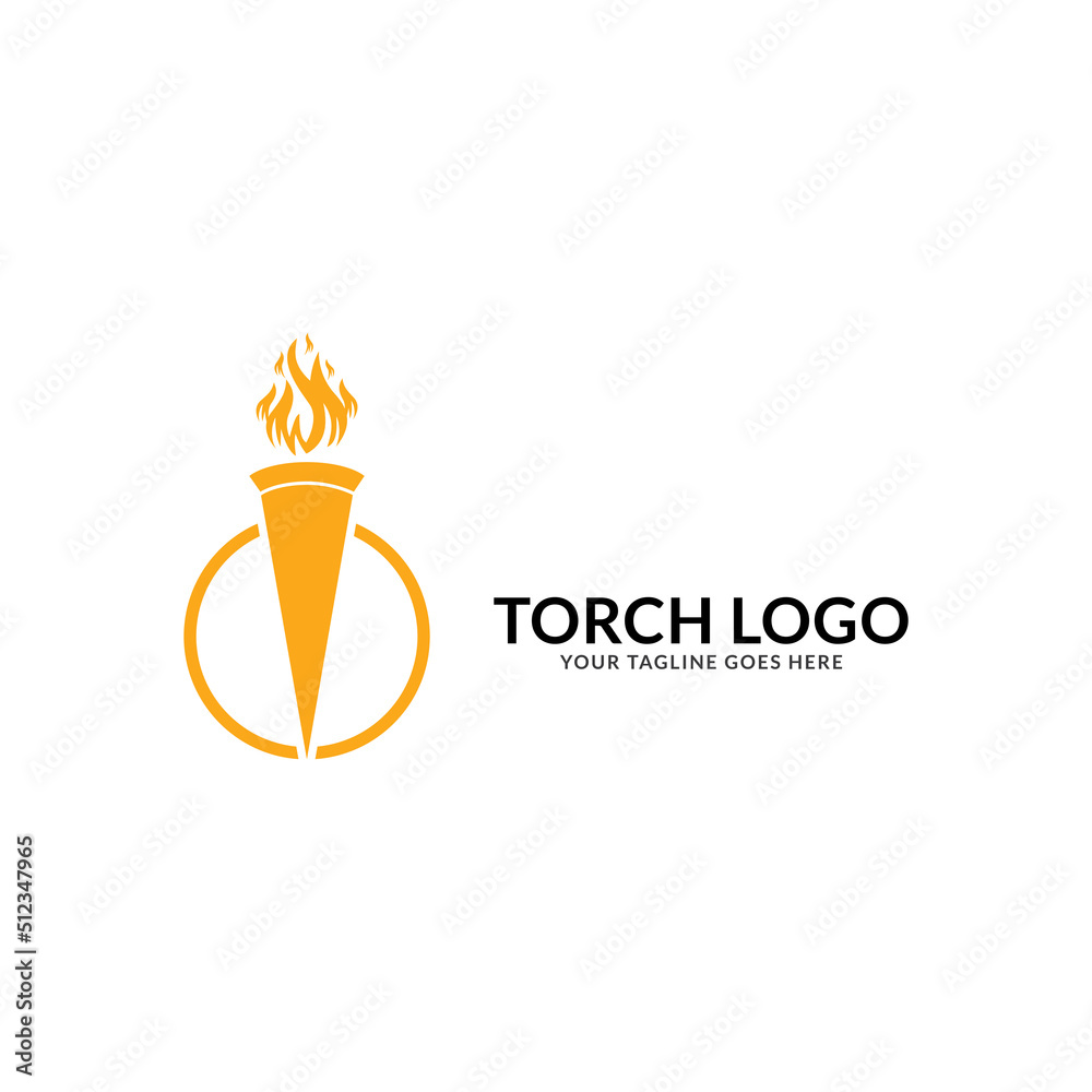 Torch Fire Flame with Pillar column logo design. Torch Fire Flame with Pillar column logo design.