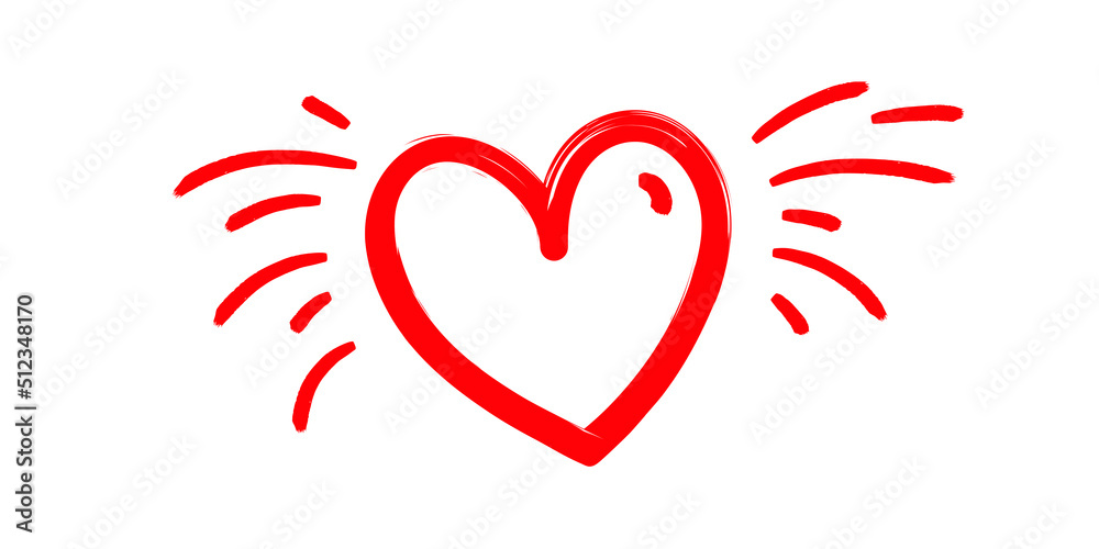 Grunge hand drawn red heart sign on white background. St. Valentine vector concept Grunge hand drawn red heart sign on white background. St. Valentine vector concept