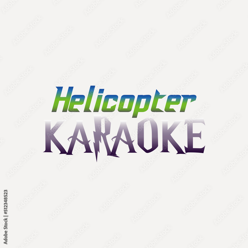 Helicopter Karaoke stylish typography logo vector design. Helicopter Karaoke t-shirt, monogram, banner, and Poster design. Gradient colour in text. Helicopter karaoke text on white background.