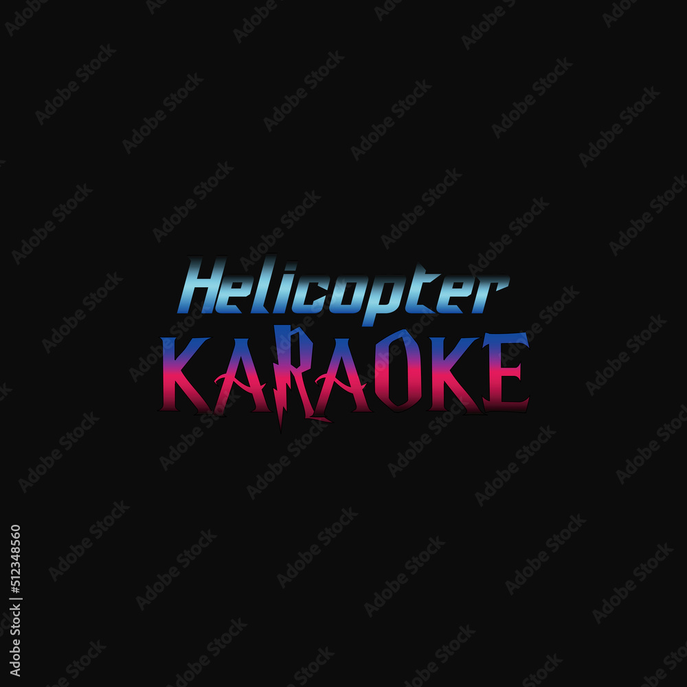 Helicopter Karaoke stylish typography logo vector design. Helicopter Karaoke t-shirt, monogram, banner, and Poster design. Gradient colour in text. Helicopter karaoke text on black background.
