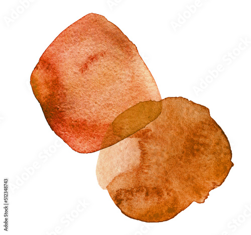 Watercolor brown hand drawn spots isolated on white
