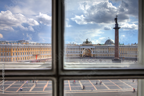 Palace Square seen from a window of Hermitage Museum, Saint Petersburg, Russia photo