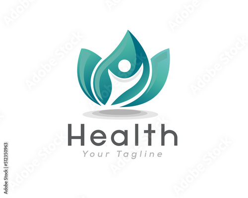 Healthy Man figure on leaves logo icon symbol template illustration inspiration Ecological biological concept