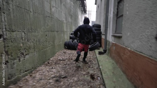 The sneaky robber is running away.