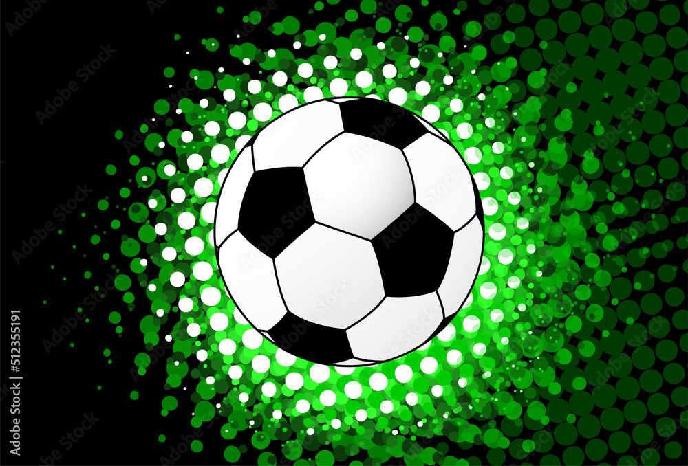 Naklejka premium soccer ball over halftone splash background - vector artwork.