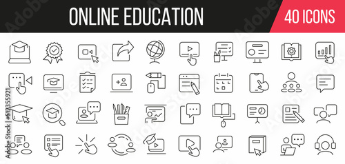 Online education line icons collection. Set of simple icons. Vector illustration