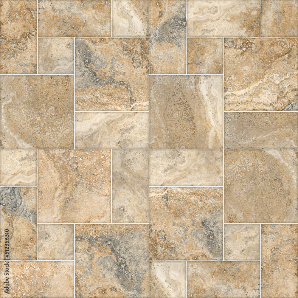 Fototapeta premium Stone mosaic background, bricks wall texture