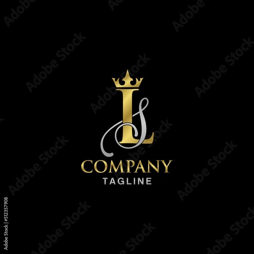 modern luxury INITIAL LS with crown Logo template