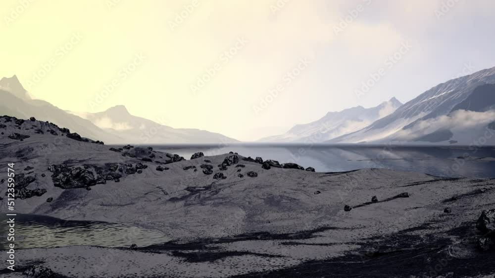 Beach with big round stones on the coast of the Barents Sea in Arctic Beach with big round stones on the coast of the Barents Sea in Arctic